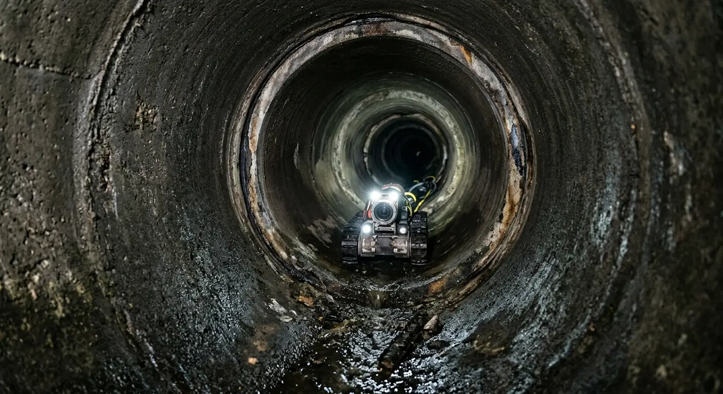 Robotic sewer camera inspecting pipe interior for Sewer Line Cleaning in Grove City